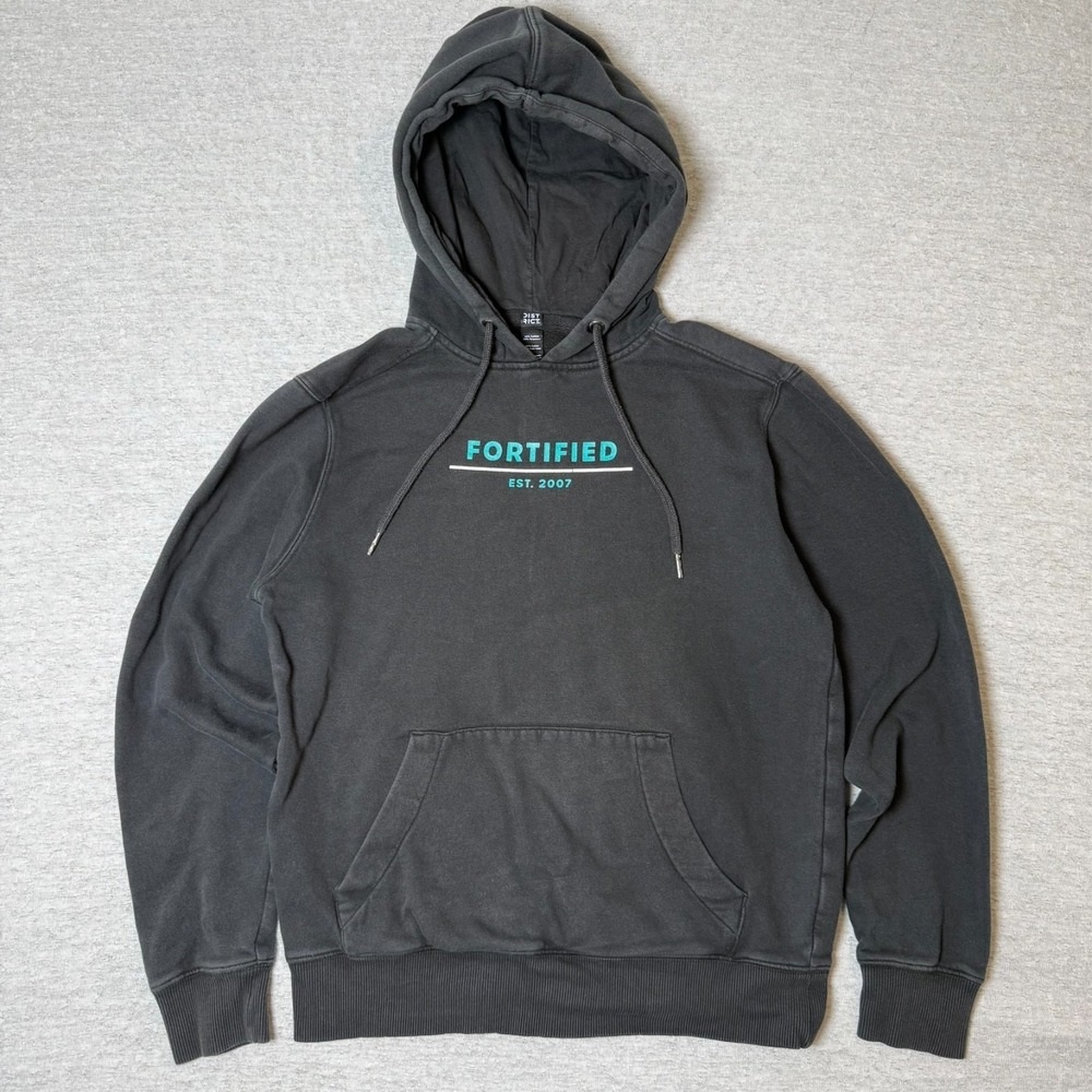 District Fortified 2007 Mens Hoodie Sweatshirt Small Black Pullover Streetwear